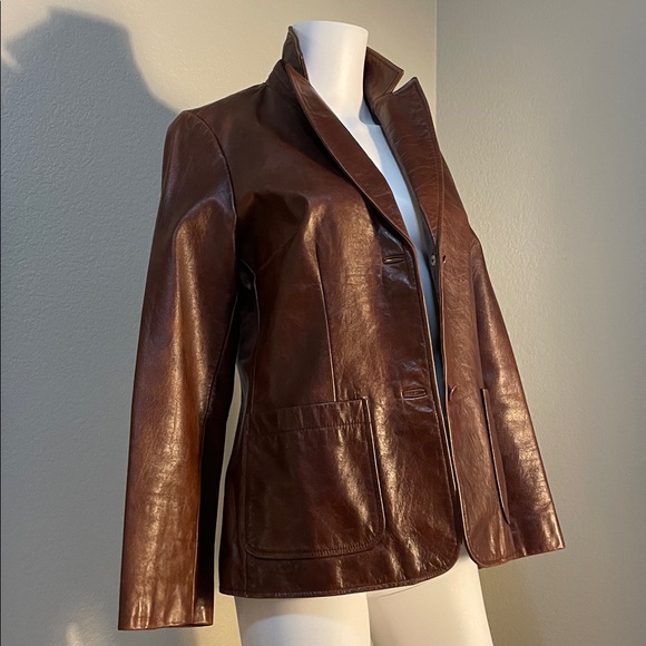 Gap vintage brown leather blazer, size small. Rachel Green jacket alternative - Picture 7 of 13
